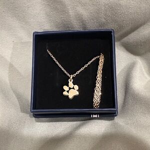 14k Gold Paw Print Pendant Necklace BLANK with gift box